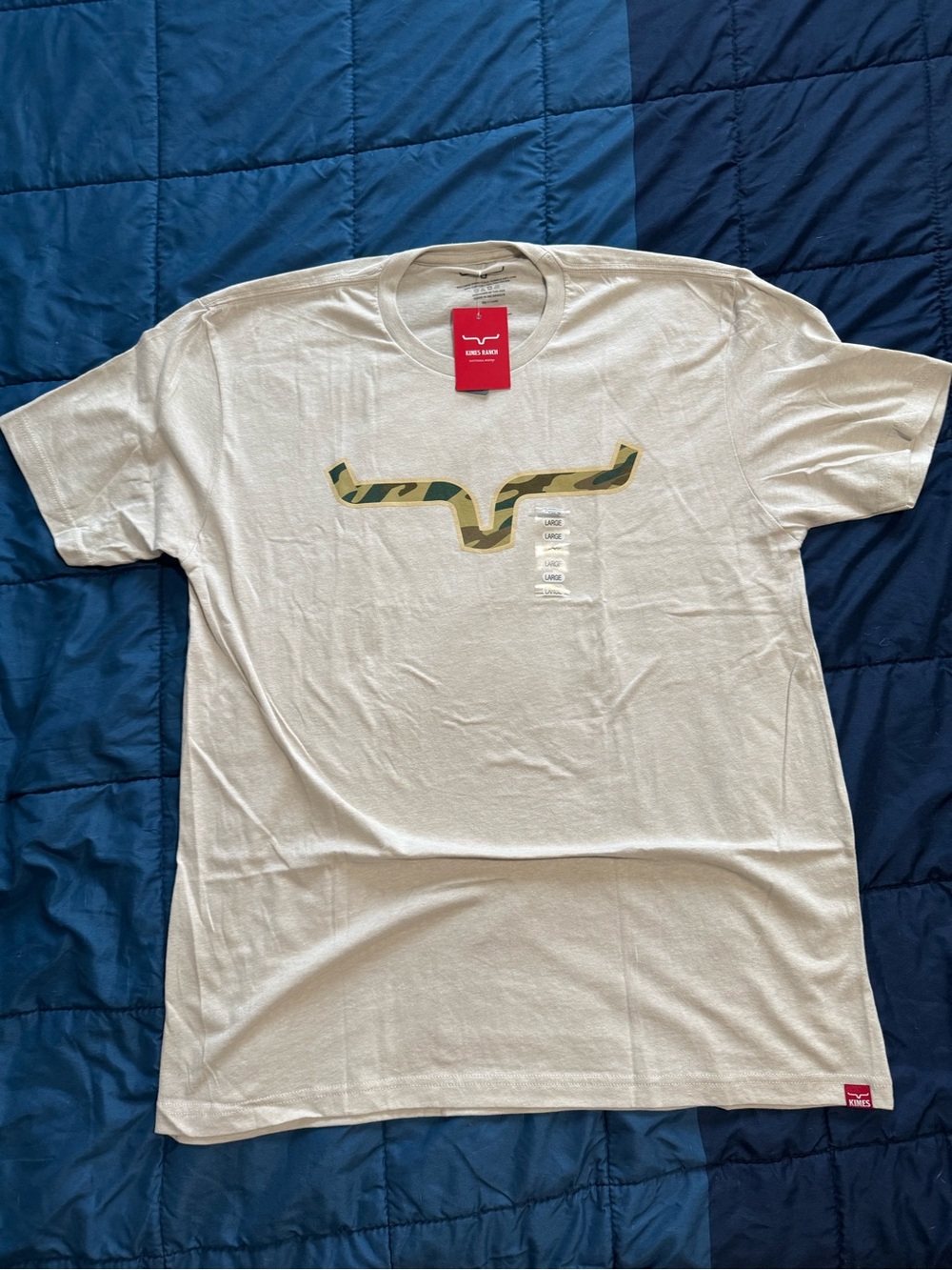 Kimes Ranch Cream Short-Sleeve Tee with Camo Horn Logo